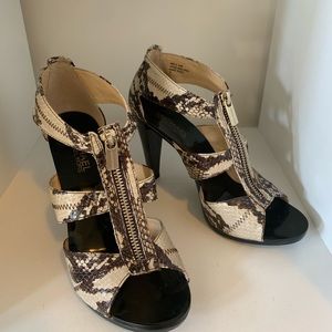 Michael Kors Snake Print Open Toe Heels.